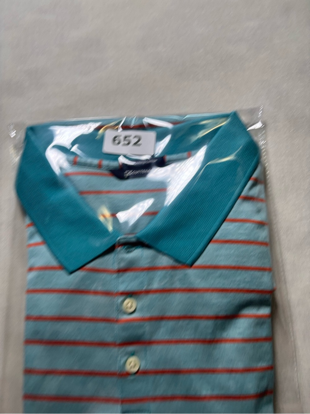 Cutter & Buck Mercerized Cotton Striped Polo 2XL Aqua Coral Golf Shirt #652 - Picture 8 of 8